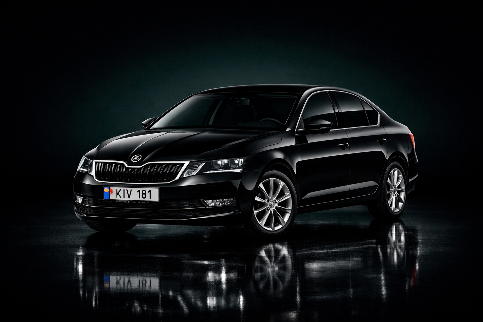 Чёрная skoda octavia в студии